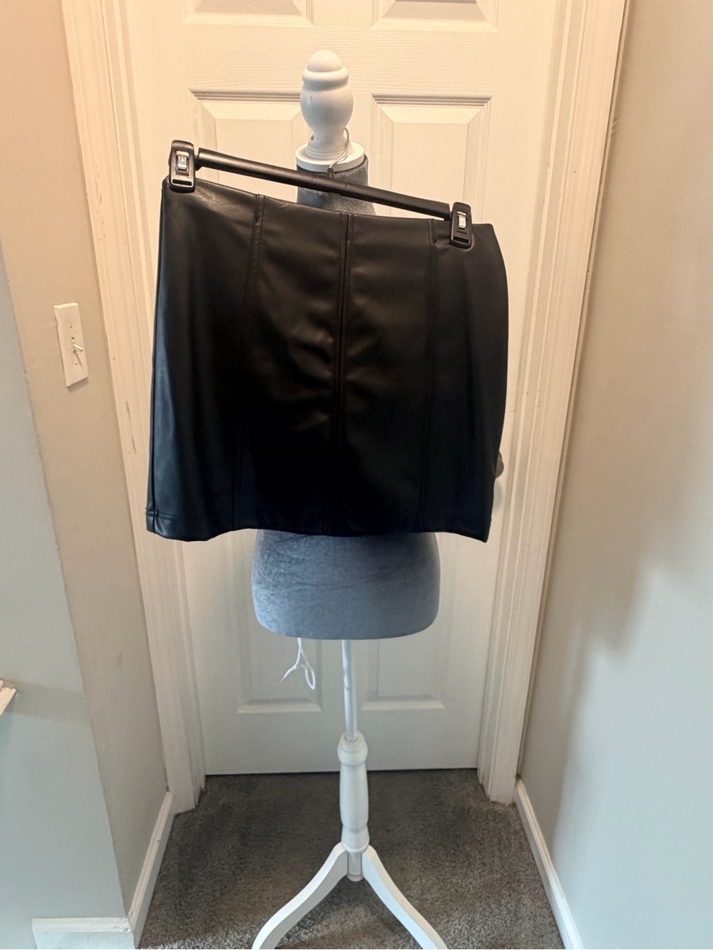 Black Faux Leather Mini Skirt - Women